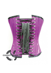 Purple Satin Front Open Busk Waist Cincher Women Clothing Overbust Corset Top